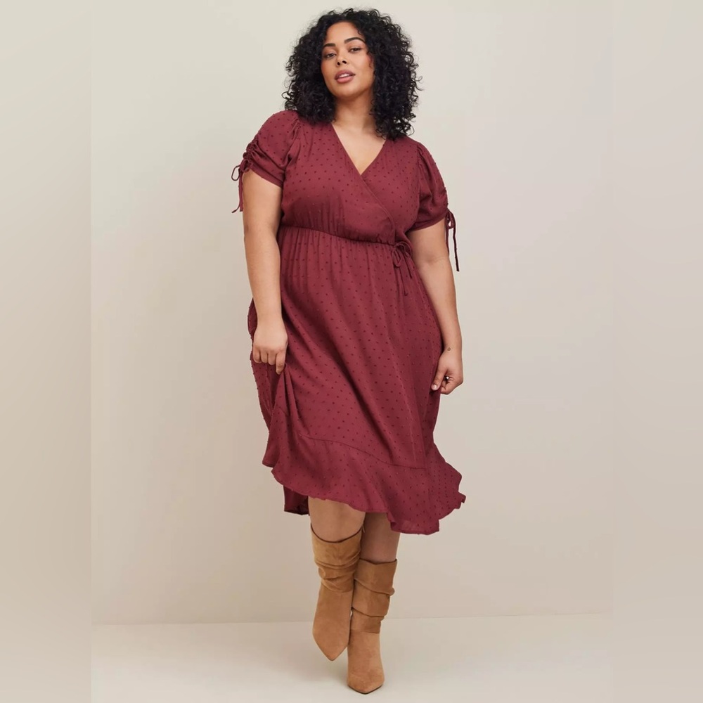 NWT Torrid Midi Swiss Linen Surplice Dress
